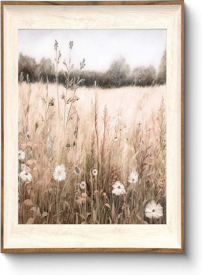 ASTRDECOR Framed Nature Wall Art Prints, Vintage Wildflower Field Landscape Canvas Wall Art Bedroom, Autumn Oil Painting Botanical Wall Art, Plant Pictures Farmhouse Wall Decor Living Room -10''x12'' - Image 1
