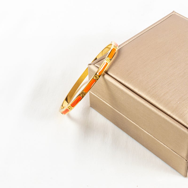 أسورة أستانليس ستيل ذهبي × برتقالي - Image 2