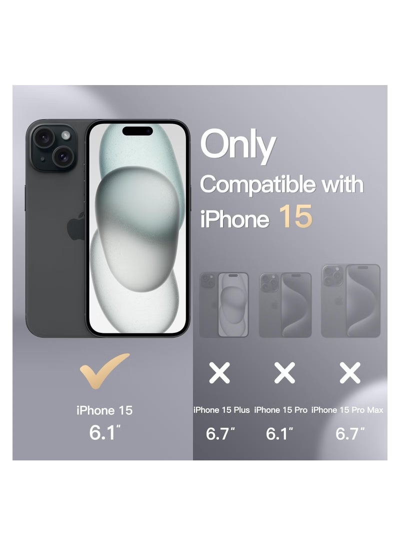 بروماس حافظة سيليكون لهاتف آيفون 15 مقاس 6.1 بوصة، حافظة هاتف واقية لكامل الجسم ناعمة الملمس حريري، غطاء مقاوم للصدمات (كحلي) - Image 2