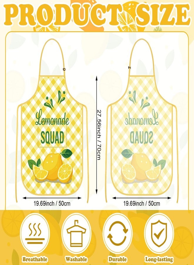 Shyyween 4 Pcs Lemonade Stand Apron with Pocket Adjustable Strap Washable Lemon Apron for Kitchen Cooking Lemonade Party(Cute) - Image 2
