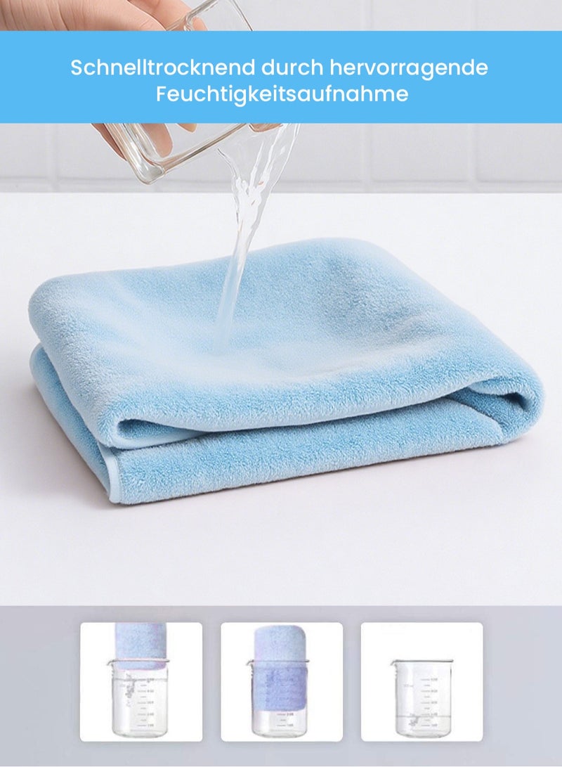 VUCATIN ٥ قطع مناشف شعر من الألياف الدقيقة، لفافات شعر للنساء للشعر المبلل، عمامة سريعة الجفاف، مناشف رأس مضادة للتجعد للشعر المجعد، مزودة بحلقة مطاطية وزر (أزرق) - Image 4