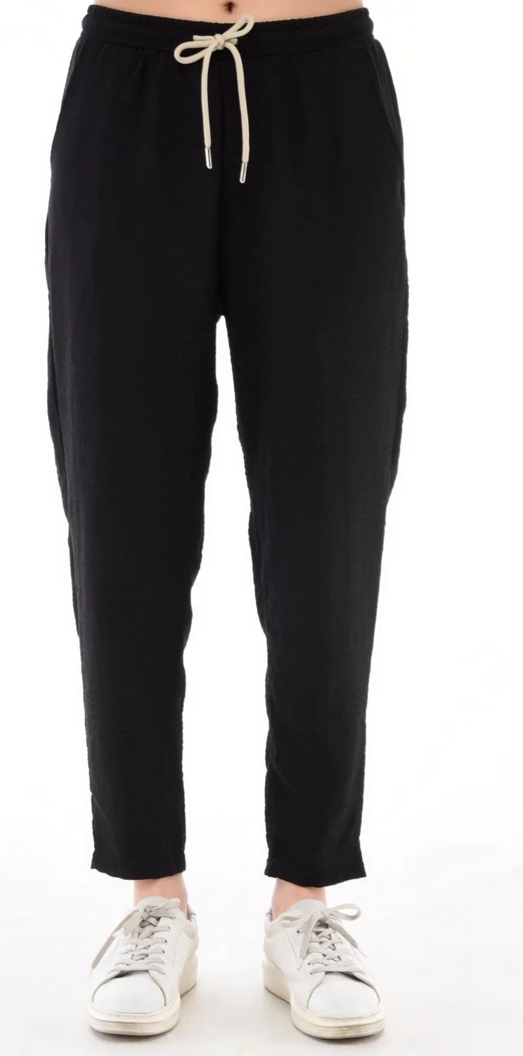 Cedy Denim Women's Synthetic Linen High Waist Elastic Skinny Leg Mom Pants C611