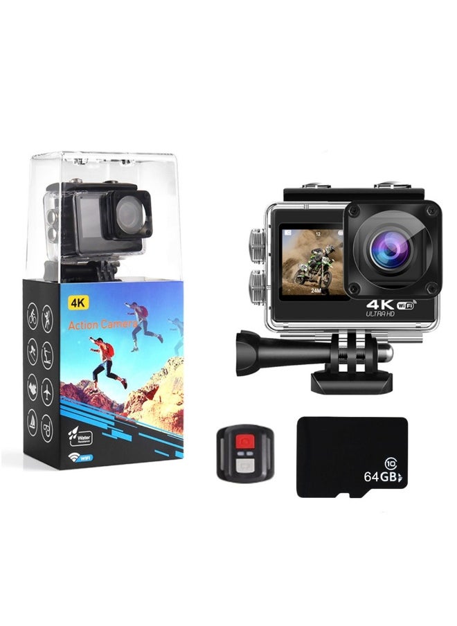 4K Action Camera, 16MP WiFi Waterproof Camera,EIS Touch Screen, PC Webcam, 170 Deg Wide Angle 30M Underwater Camcorder with a 64GB U3 Card, Remote Control and Accessories - pzsku/Z21F0B3CFE31605FC8345Z/45/_/1734401481/be0138e9-fafc-49de-8194-0c23e2bda00e