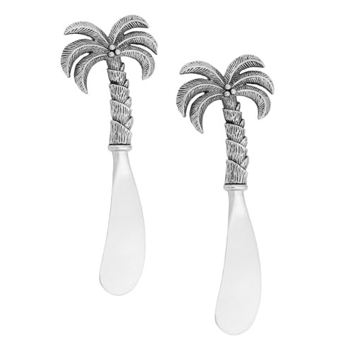 Wine Things Palm Tree Cheese Spreader Set, Zinc Alloy Butter Spreaders with Decorative Handles for Cheese, Cream, and Dips, Silver, 4.5 Inch, Set of 2 - Image 5