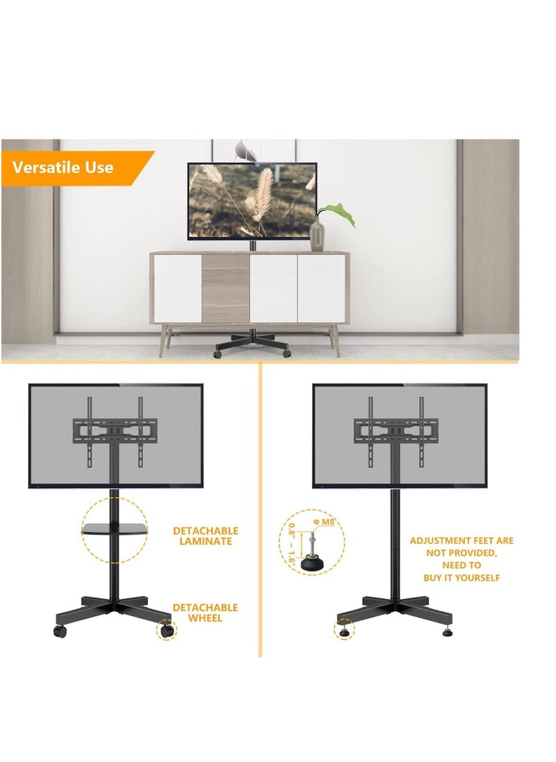 هايكس HYX Mobile TV Stand with Wheels – Height Adjustable for 32-70 Inch TVs, Supports Up to 100 lbs - Image 4