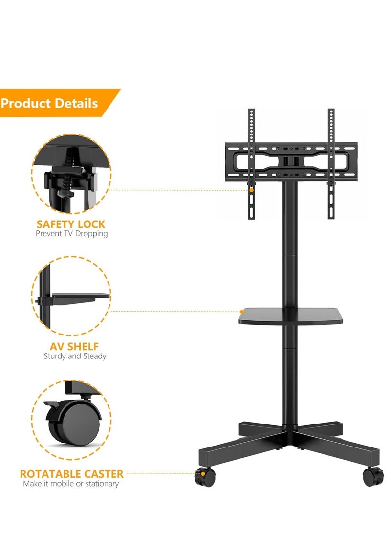 هايكس HYX Mobile TV Stand with Wheels – Height Adjustable for 32-70 Inch TVs, Supports Up to 100 lbs - Image 2