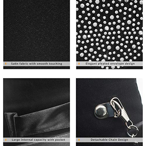 Milisente Evening Bag for Women, Glitter Rhinestone Wedding Evening Purse Crystal Envelope Crossbody Shoulder Clutch Bags (Black) - Image 4