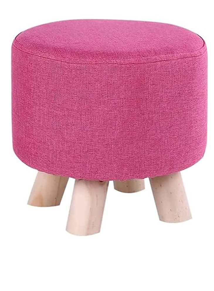 Pink Round Footrest Ottoman Stool 28x28x28cm - Image 1