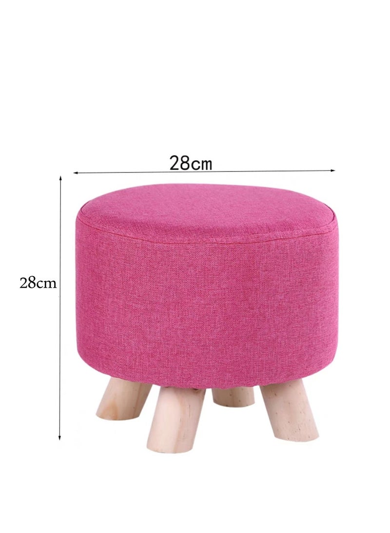 Pink Round Footrest Ottoman Stool 28x28x28cm - Image 2