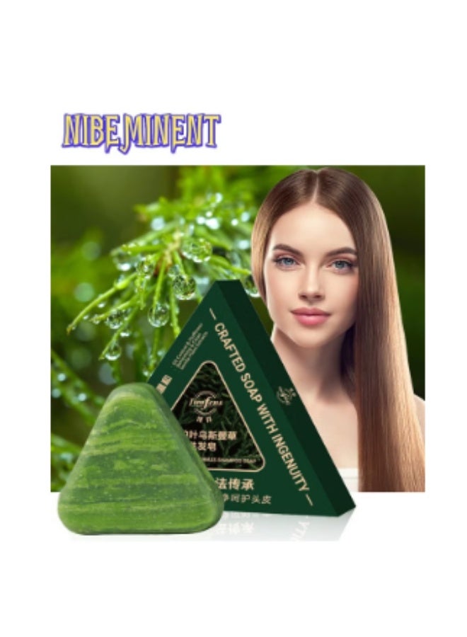 NIBEMINENT 120G Platycladus Orientalis & Usman Grass Shampoo Bar, Enriched with Ginseng, Platycladus Orientalis & Herbal Extracts, Gently Cleanses Hair, Hydrates & Moisturizes, Controls Oil, Lightweight & Non-Greasy, Suitable for All Hair Types, Christmas Gift - Image 1