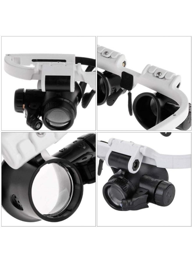 Rubik Head Mount Magnifier 8X 23X with 2 LED Lights, Magnifying Eye Glass for Close Work, Jewellery, Craft, Watch Repair, Hobby and Reading - White - Image 5