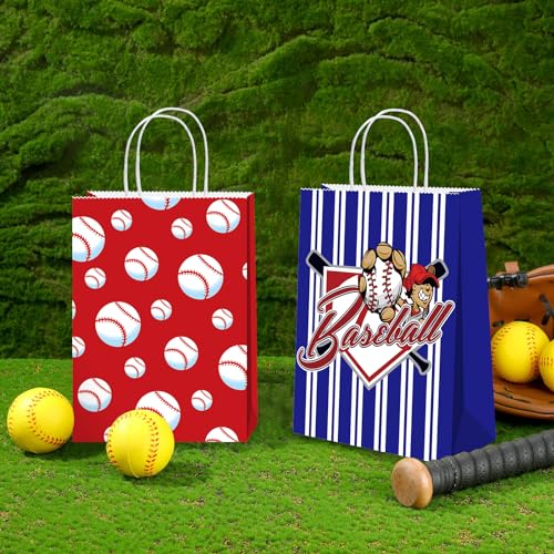 BQC 16 PCS Baseball Gift Bags Baseball Party Favor Bags with Handles for Baseball Party Decorations Baseball Goodie Bags Baseball Treat Snack Candy Favor Bags for Kids Boys Girls - Image 2