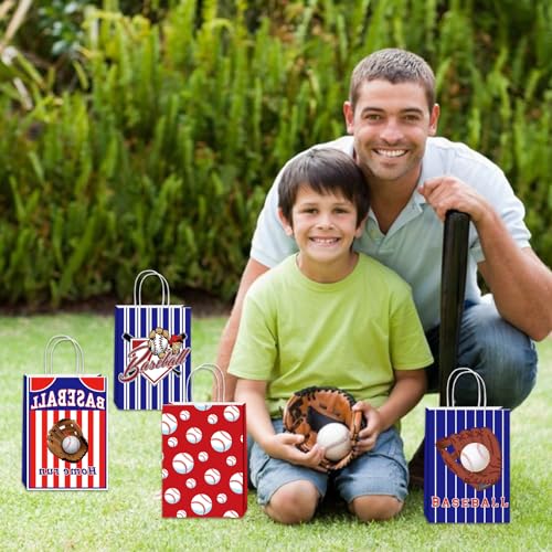 BQC 16 PCS Baseball Gift Bags Baseball Party Favor Bags with Handles for Baseball Party Decorations Baseball Goodie Bags Baseball Treat Snack Candy Favor Bags for Kids Boys Girls - Image 3