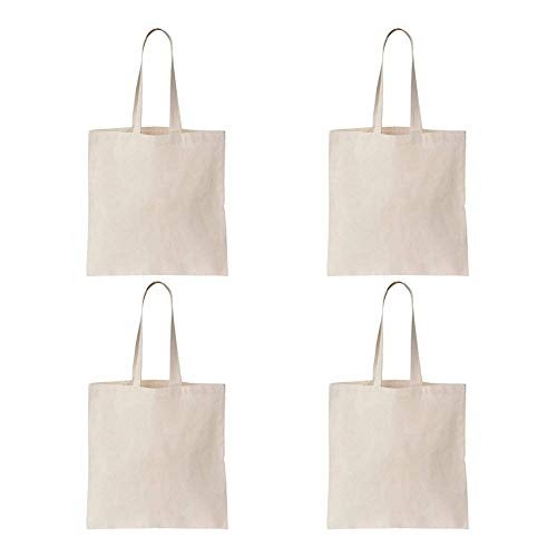 BDWEAVES BD WEAVES Cotton Tote Bag Pack of 4 | Reusable Eco-Friendly Shopping Bags | Plain Minimal Design, Durable & Lightweight Grocery Tote (White, Unisex) - Image 1