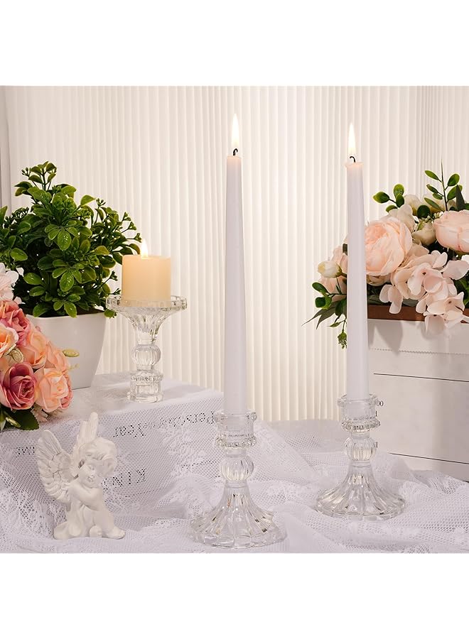 إيروريكس مجموعة من 12 حامل شموع زفاف وشموع مخروطية من الزجاج الشفاف والشموع البيضاء التي لا تقطر مثالية لحفلات الزفاف - Image 2