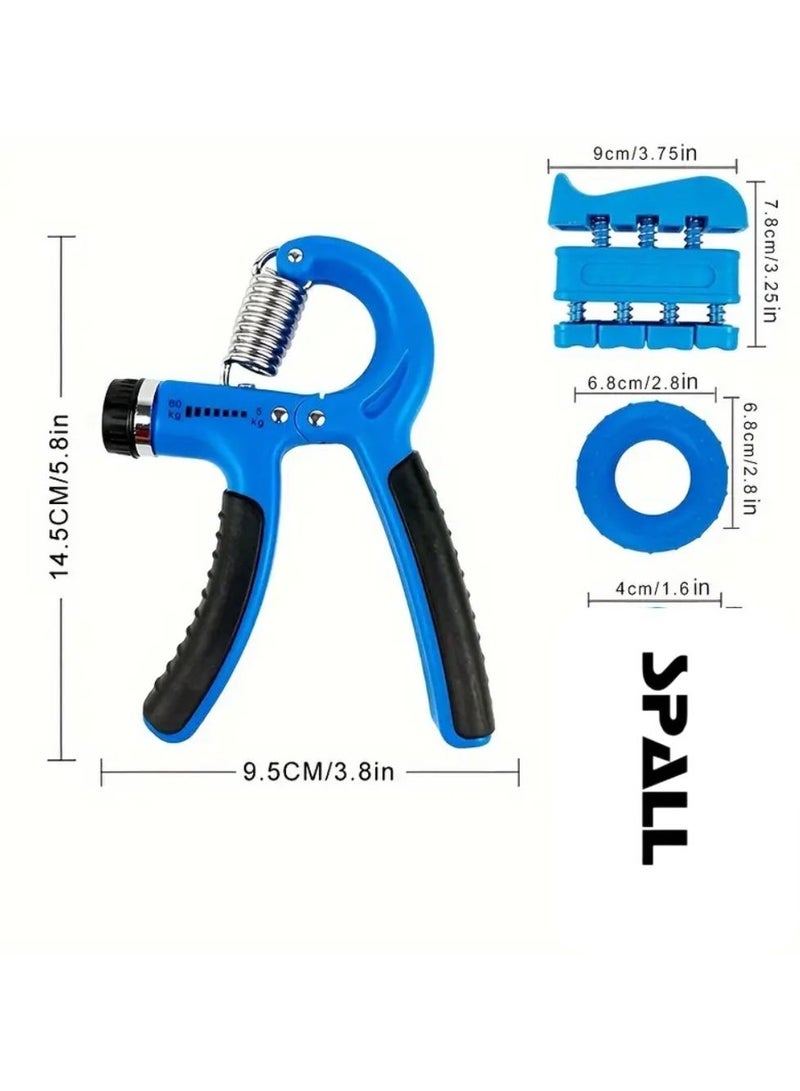 Spall 3-Piece Grip Strength Trainer Set – Adjustable Hand Grip Exerciser, Finger Stretcher, and Ring Strengthener for Hand, Finger, and Forearm Workout – Ideal for Athletes, Musicians, and Rehabilitation - Image 1