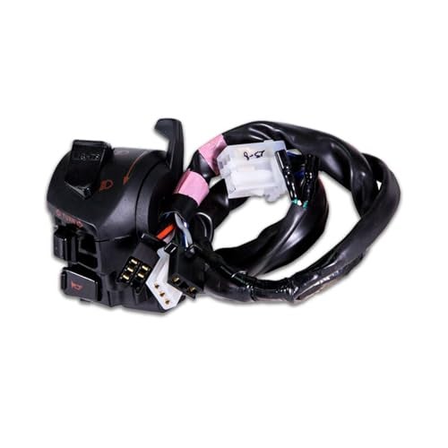 UNO Minda "Uno Minda SW-0659AQ Handle BAR Switch (Left Side) With Self Start, 5 PIN Femal White, 5 & 2 PIN Femal Black, 3 PIN Femal White & 2 Short Wires for Hero CBZ Xtreme Digital Meter (New Model)" - Image 1