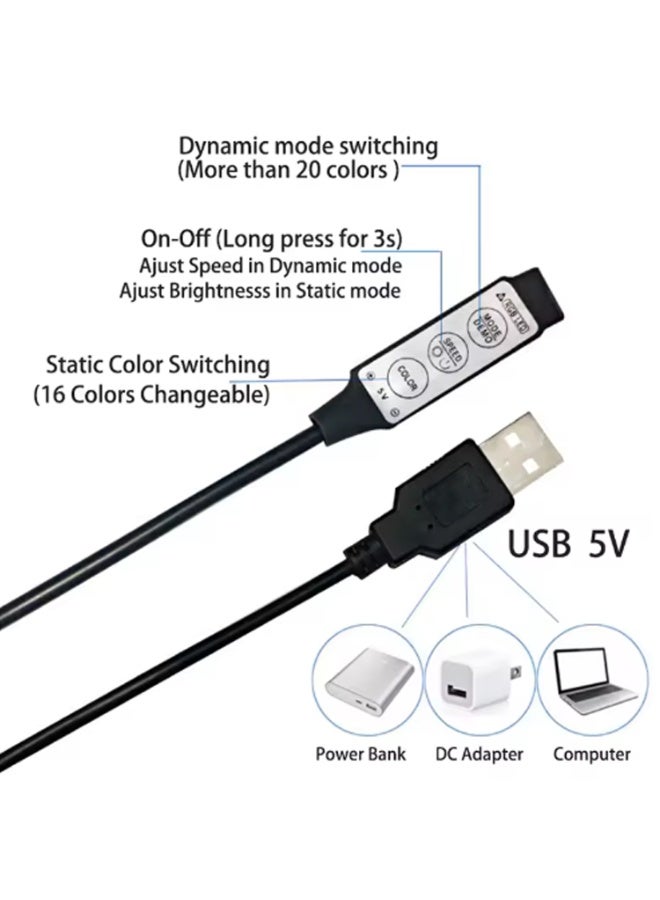 شريط ليد 5 متر  usb  RGB 5V 5050 LED  IP65 مقاوم للماء أضواء خارجية إضاءة داخلية إضاءة خلفية لتلفزيون متعدد الالوان - Image 2