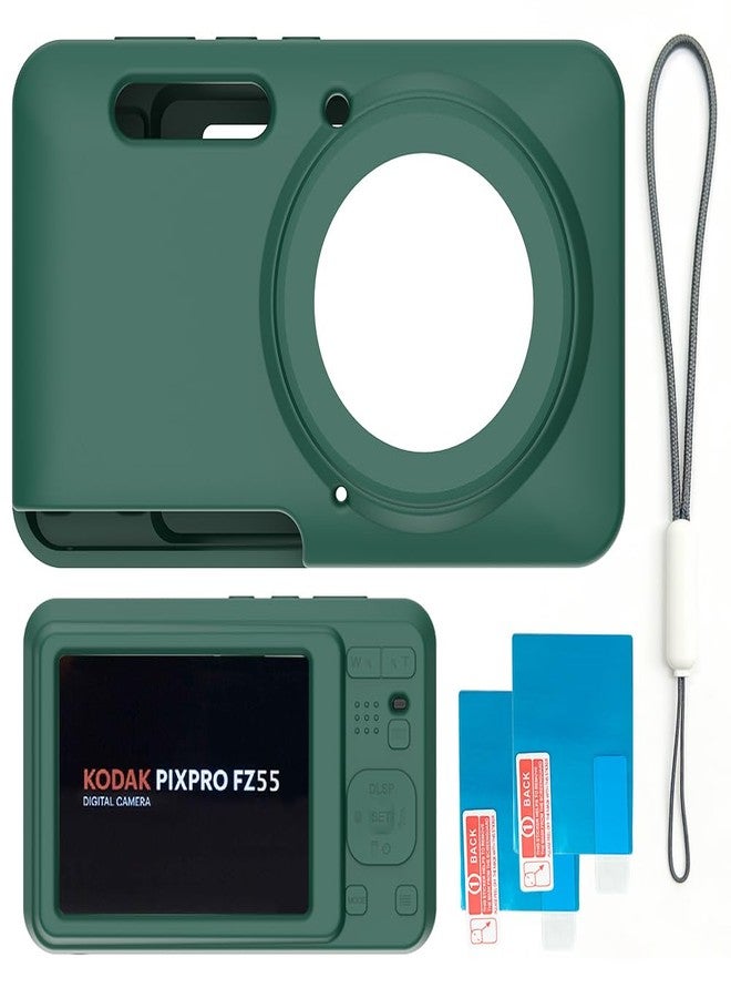 Tedubax Case for Kodak PIXPRO FZ55,FZ55 accessories,Soft Silicone Protective Case,Comes with 2 Screen Protectors and 1 Wrist Strap - Dark green - Image 5