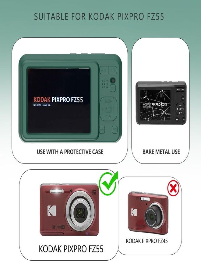 Tedubax Case for Kodak PIXPRO FZ55,FZ55 accessories,Soft Silicone Protective Case,Comes with 2 Screen Protectors and 1 Wrist Strap - Dark green - Image 2