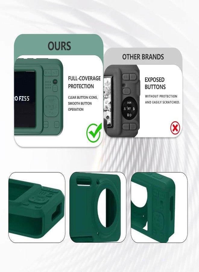 Tedubax Case for Kodak PIXPRO FZ55,FZ55 accessories,Soft Silicone Protective Case,Comes with 2 Screen Protectors and 1 Wrist Strap - Dark green - Image 4