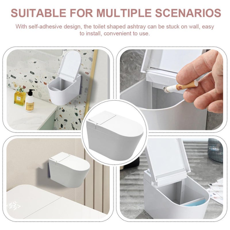 Wall Mounted Toilet Shaped Ashtray With Lid Windproof Mini Indoor Ash Can For Bathroom - Image 4