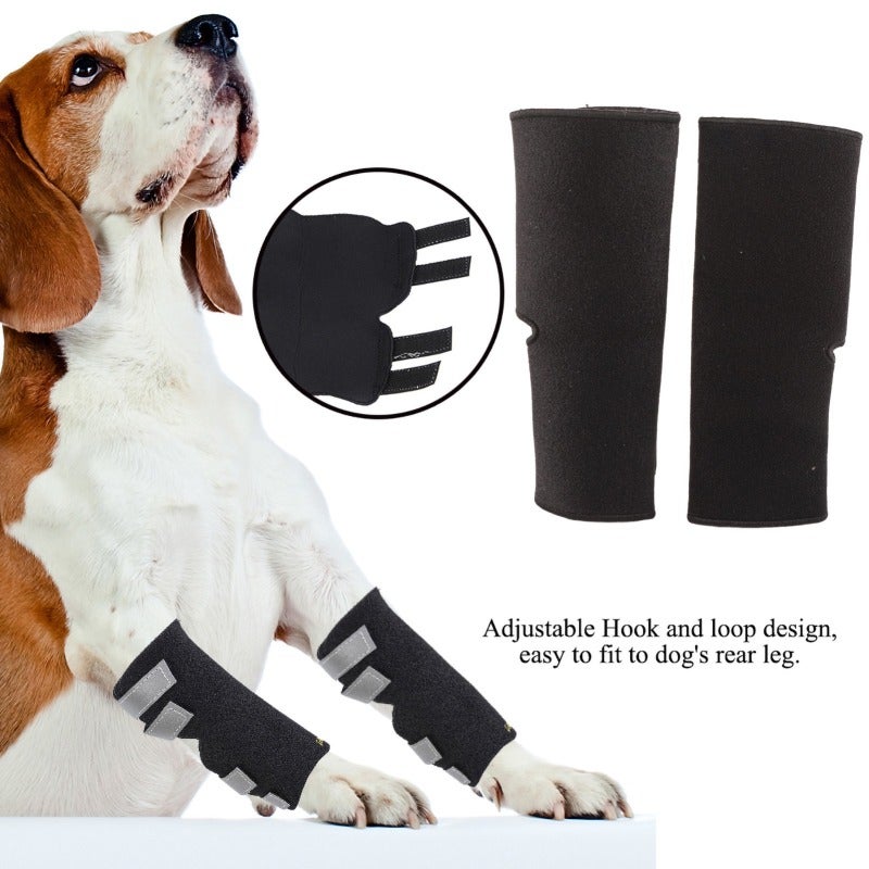 Dog Rear Leg Braces Xl Premium Soft Durable Material - 4 Reflective Straps Adjustable Hook And Loop Design Dog Hock Wraps for Rear Leg Injury Recovery Pain Relief Dark Visibility - Image 5