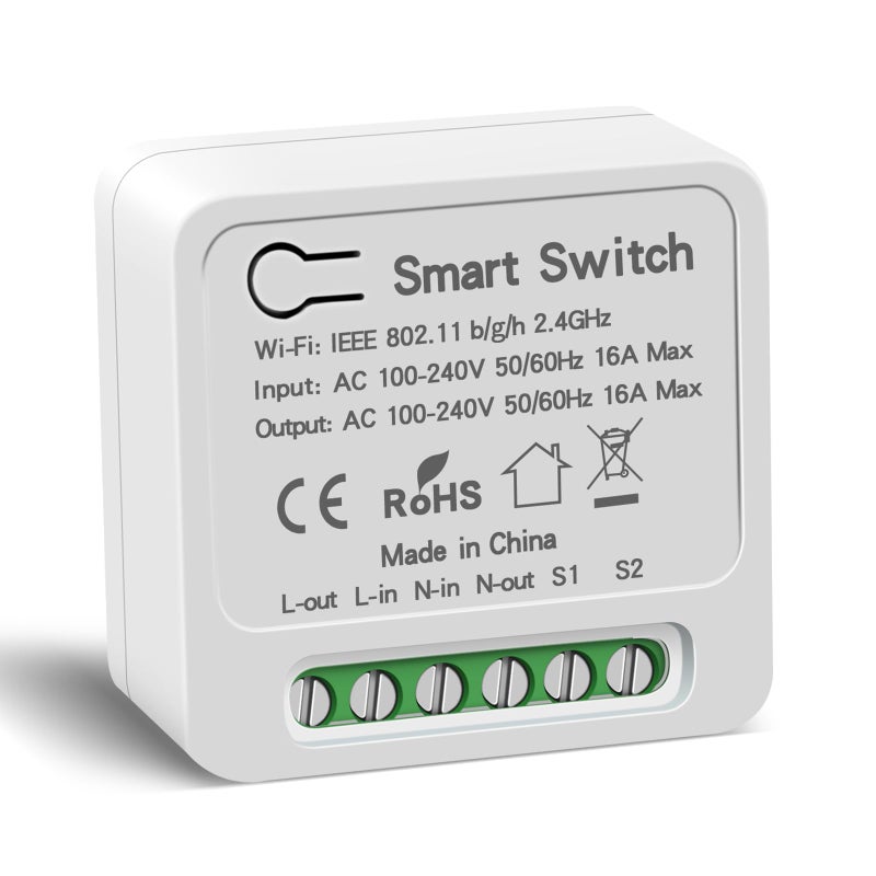 VIPMOON Smart Relay Switch - WiFi Relay Switch Module for Light Mini DIY Interruptor Smart Life/Tuya App Control, Compatible with Alexa and Google Home Speakers, Appointment Timer 16A - Image 1