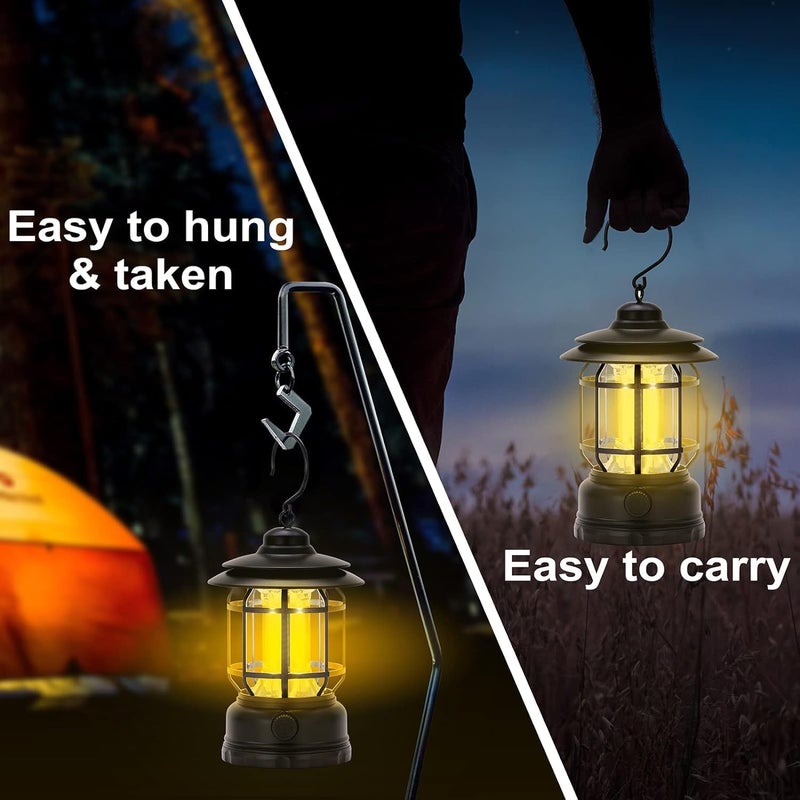 Kreshu High Capacity Portable Lanterns with Metal Handle and Rechargeable Solar Panal Ultra Bright LED Light with USB Charge Input Output Camping Lightweight Power Bank for Outdoor Black - Image 5