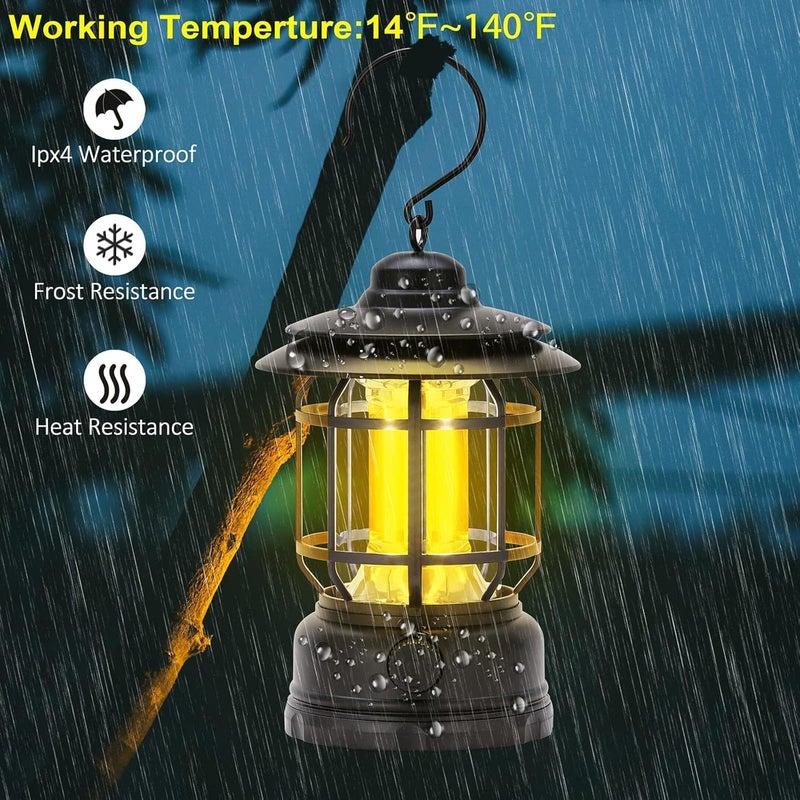 Kreshu High Capacity Portable Lanterns with Metal Handle and Rechargeable Solar Panal Ultra Bright LED Light with USB Charge Input Output Camping Lightweight Power Bank for Outdoor Black - Image 4