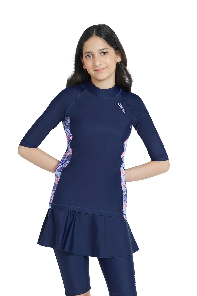 COEGA SUNWEAR COEGA Girls Youth Two-piece Swimsuit - Navy Pink Tropical