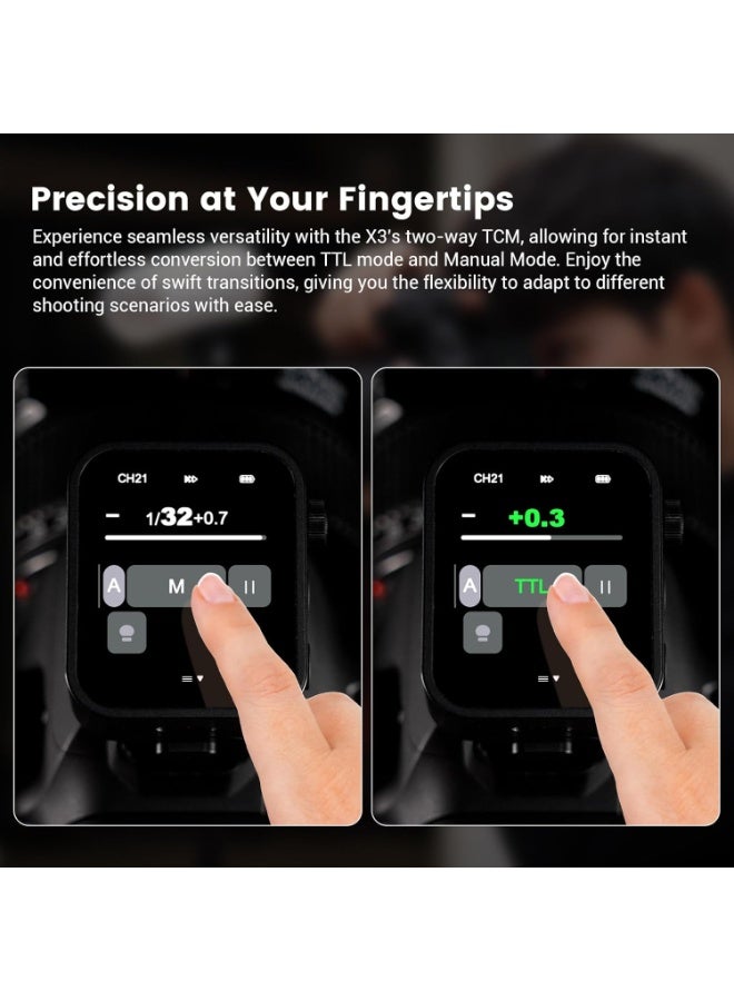 Godox X3-C X3C Touchscreen TTL Wireless Flash Trigger for Canon Camera, 1/8000s High Speed HSS Trigger Transmitter, Built-in Battery with USB-C Charge - Image 3