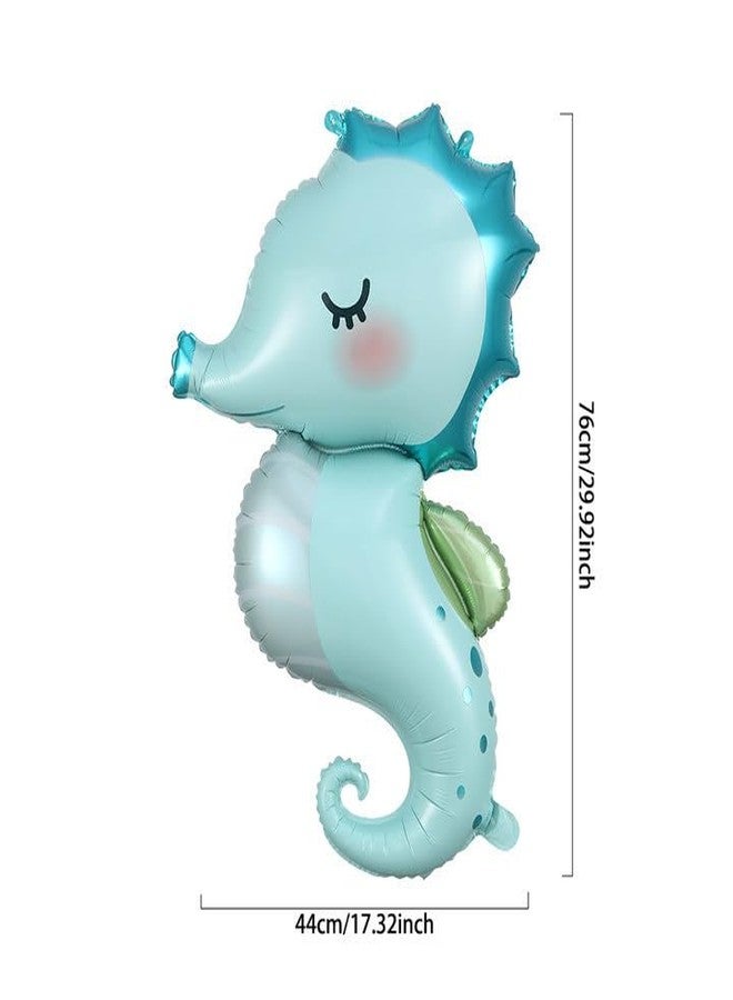 GIHOO Under the Sea Balloon Arch Kit 140pcs Blue Ocean Balloon Garland with Seahorse Inflatable Starfish Foil Balloons for Ocean Under the Sea Summer Beach Party Decorations - Image 5