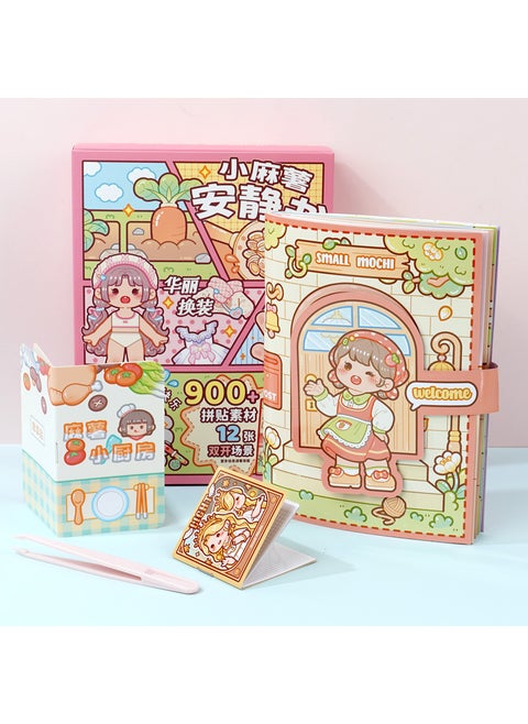 DIY Quiet Book Stickers 3D Dress-Up Scenery Home time.