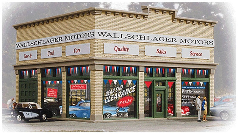 Walthers Trainline Wallschlager Motors 931805 HO Scale Model Railroad Structure Assembled Model - Image 3