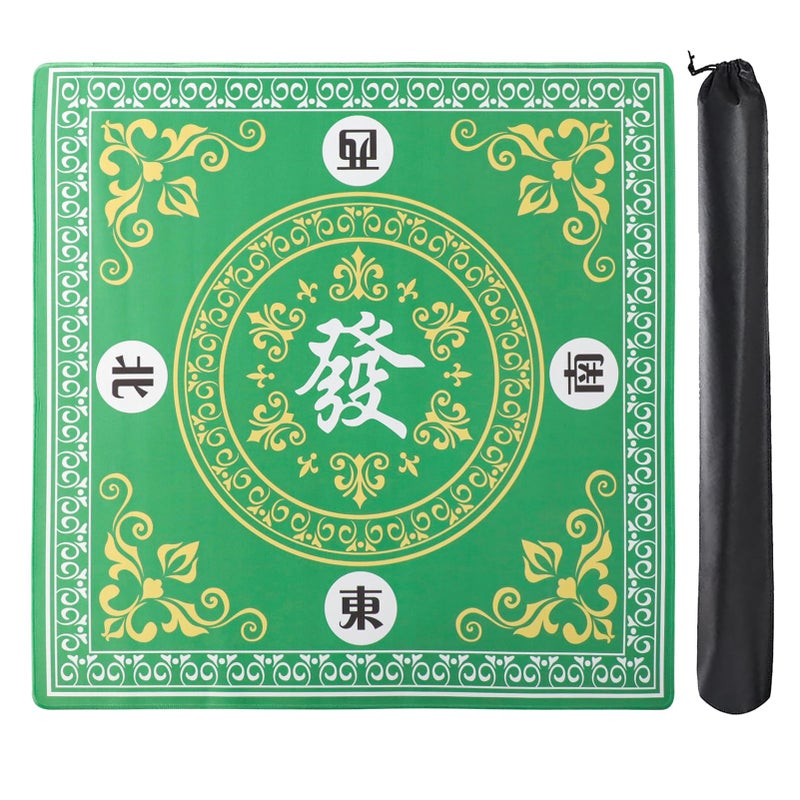 GUSTARIA Mahjong MatMahjong Game Table Mat with 3 Dice Carrying Bag315x315 Green Rubber AntiSlip Playmat for Mahjong Card Board Tile Games - Image 3