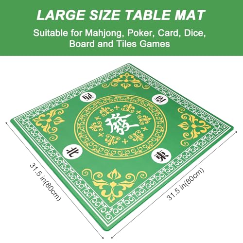 GUSTARIA Mahjong MatMahjong Game Table Mat with 3 Dice Carrying Bag315x315 Green Rubber AntiSlip Playmat for Mahjong Card Board Tile Games - Image 5
