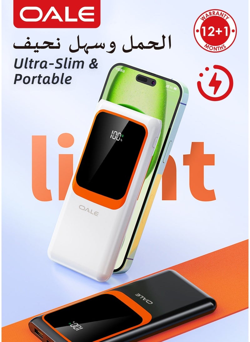 OALE iPower Q10000 Black, 10000mAh Power Bank, 22.5W Fast Charging, Built-in Lightning & Type-C Cables, Dual USB Output, Large Digital Display - Image 3