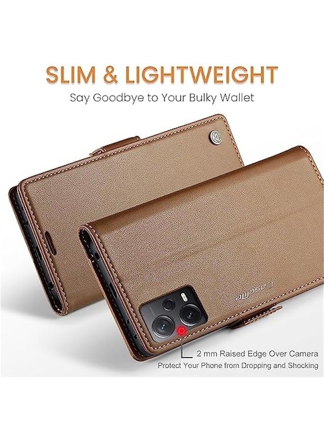 Xiaomi Redmi Note 12 Pro+ Plus Leather Flip Case - RFID Blocking, Slim, Shockproof, Brown - Image 4