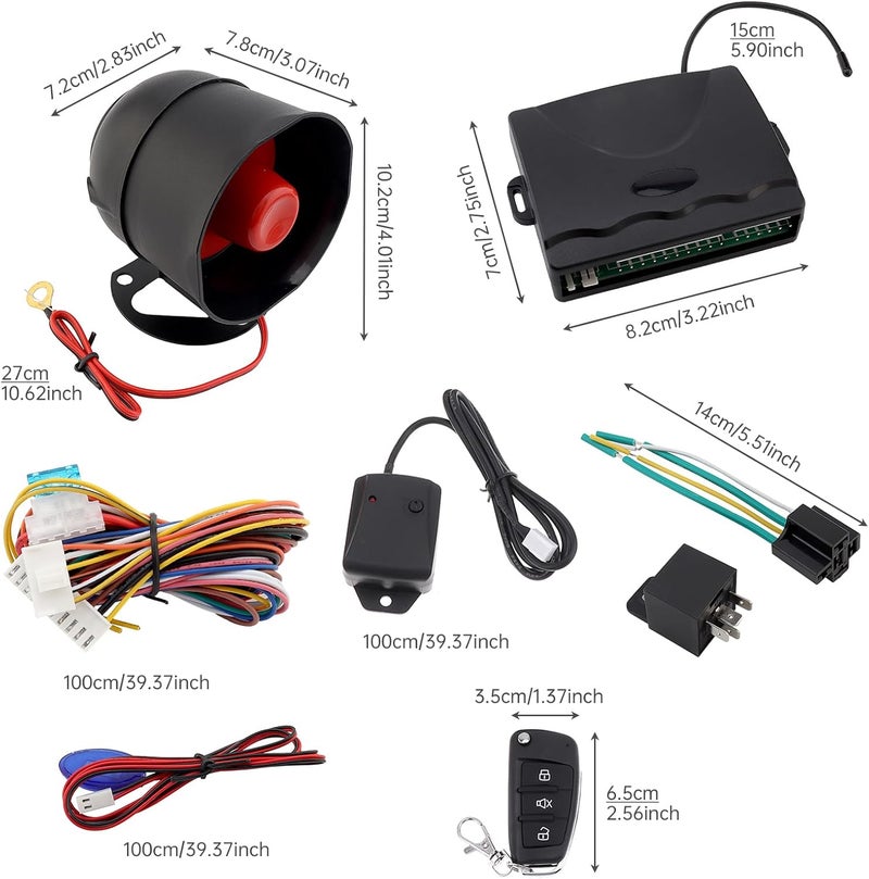 ePathChina Universal 12V Auto Car Alarm Keyless Entry System with Remote Control Siren Sensor - Image 5