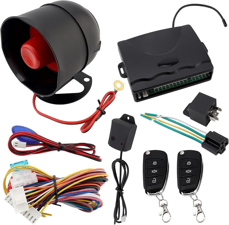 ePathChina Universal 12V Auto Car Alarm Keyless Entry System with Remote Control Siren Sensor - Image 1