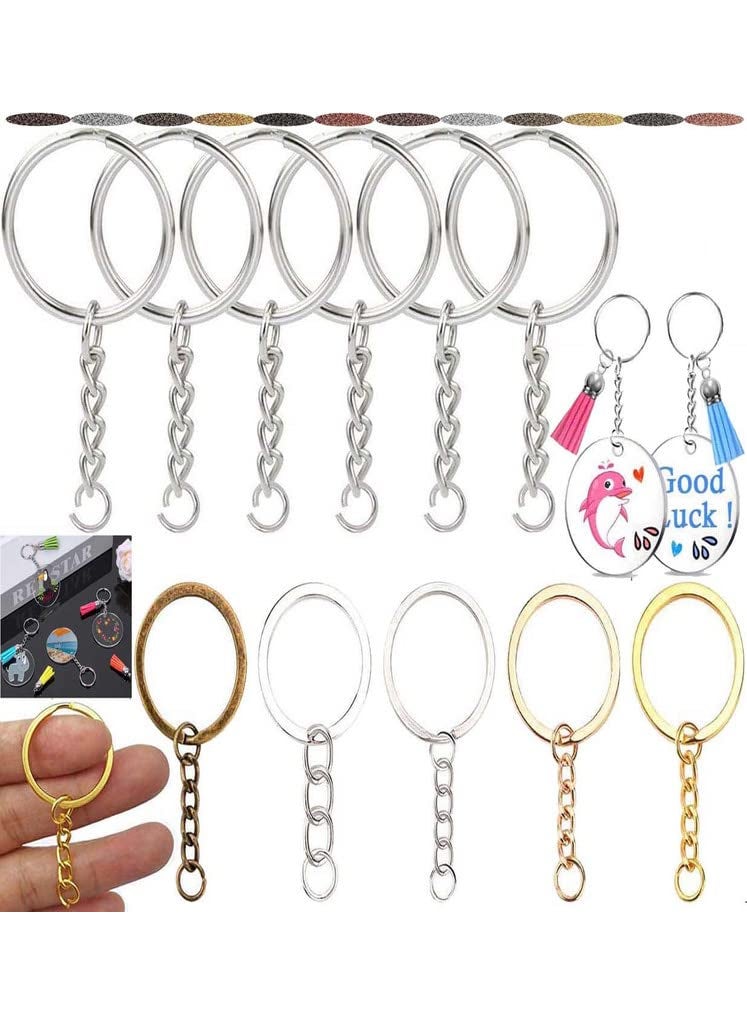 DIY Crafts - DIY Crafts 5 Pcs, 20mm Nickel Silver, Nickel Key Rings, 25-35mm Keyring Split Ring Metal Key Holder Pocketed Clasps Connectors, Heav (5 Pcs, 20mm Nickel Silver) - Image 1
