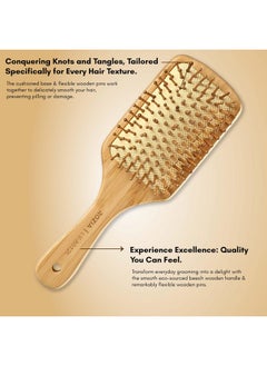 Pro Hair Brush Wooden Detangling Brushes Natural Detangler Paddle Hairbrush For Women Men Kids Stimulate Scalp Help Growth Add Hair Shine (Wooden Bristles) - pzsku/Z21F1B2350079BB08EDD2Z/45/_/1733730321/fb2e13e6-fad7-47bb-8f54-b0f731a48a19