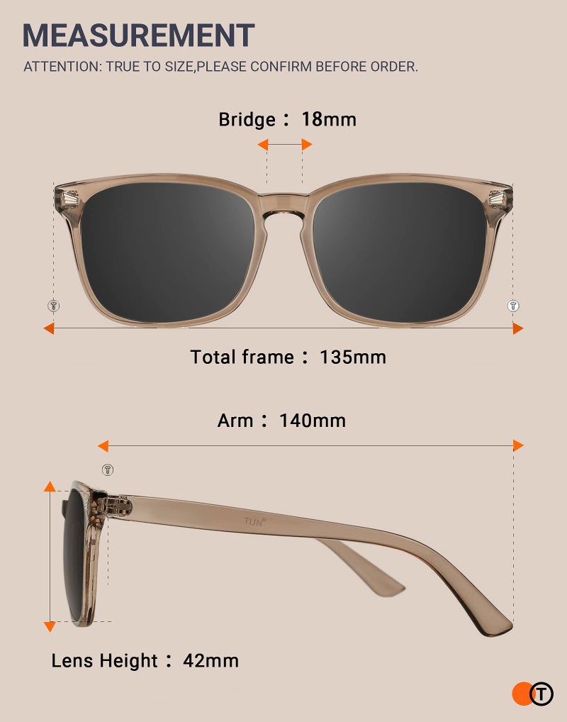 TIJN Polarized Sunglasses for Womens and Mens,Classic Square Frames Shades for UV Protection, Stylish and Trendy Sunnies - Image 5