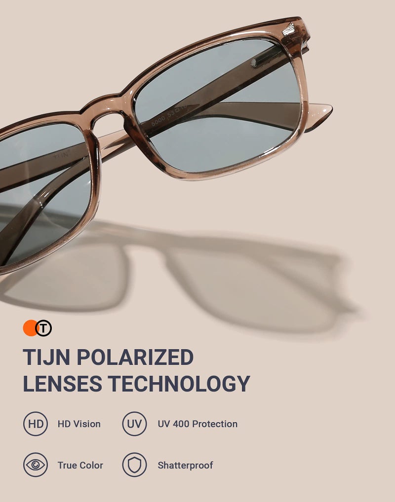 TIJN Polarized Sunglasses for Womens and Mens,Classic Square Frames Shades for UV Protection, Stylish and Trendy Sunnies - Image 4