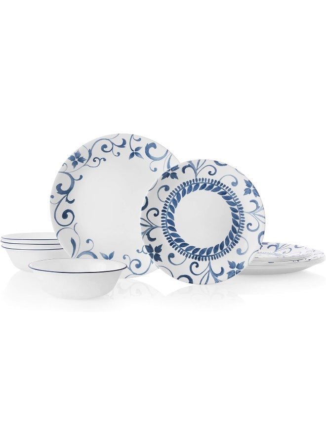 Corelle طقم أدوات مائدة كلاسيكي مقاوم للتشقق من كوريل 12 قطعة، أرتيميس 1X12 - Image 1