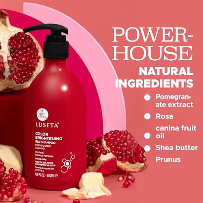 L LUSETA Luseta Color Brightening Red Shampoo for Red Hair, Enhancing Red Hair Shampoo for Color Treated, Color Depositing Shampoo for Copper Hair, Sulfate, Paraben & cruelty free 16.9oz - Image 5