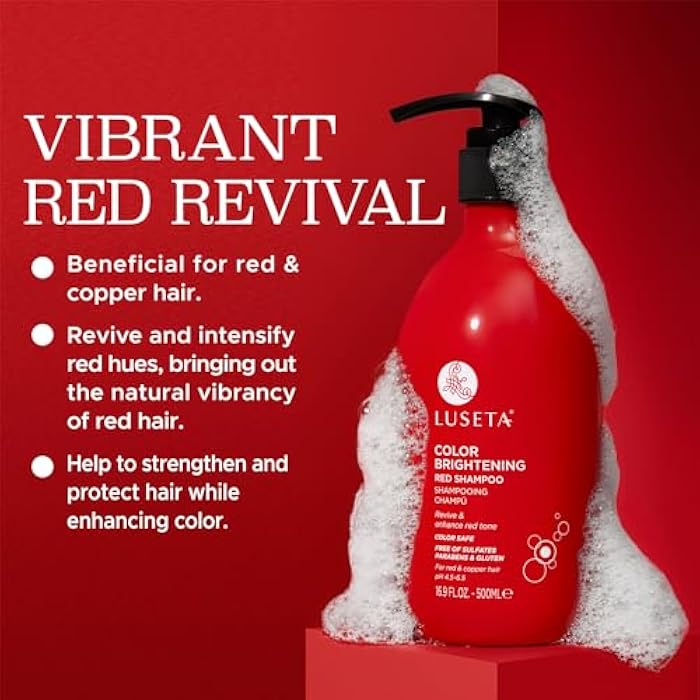 L LUSETA Luseta Color Brightening Red Shampoo for Red Hair, Enhancing Red Hair Shampoo for Color Treated, Color Depositing Shampoo for Copper Hair, Sulfate, Paraben & cruelty free 16.9oz - Image 4