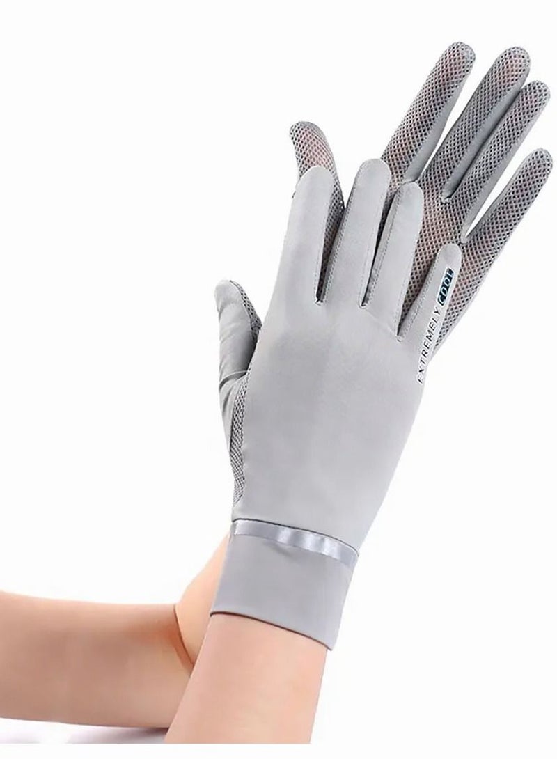 1 Pair Women Driving Gloves UV Protection Gloves Summer Sunscreen Gloves Suitable for Women and Girls Grey - Image 1