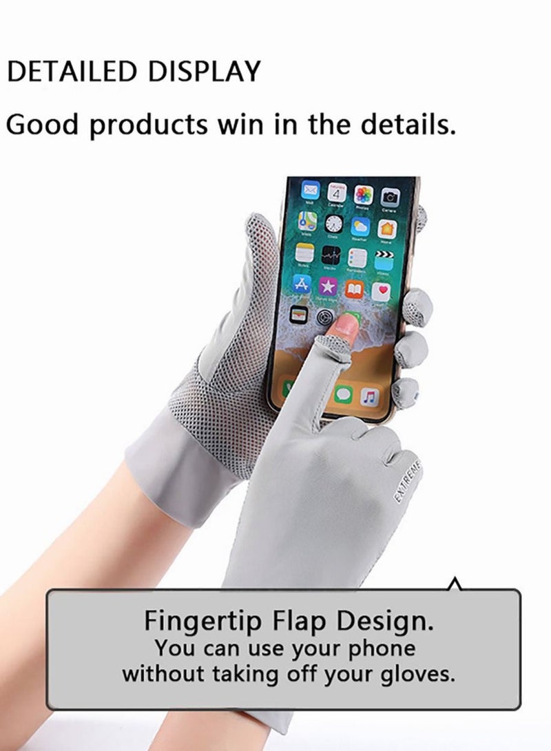 1 Pair Women Driving Gloves UV Protection Gloves Summer Sunscreen Gloves Suitable for Women and Girls Grey - Image 5